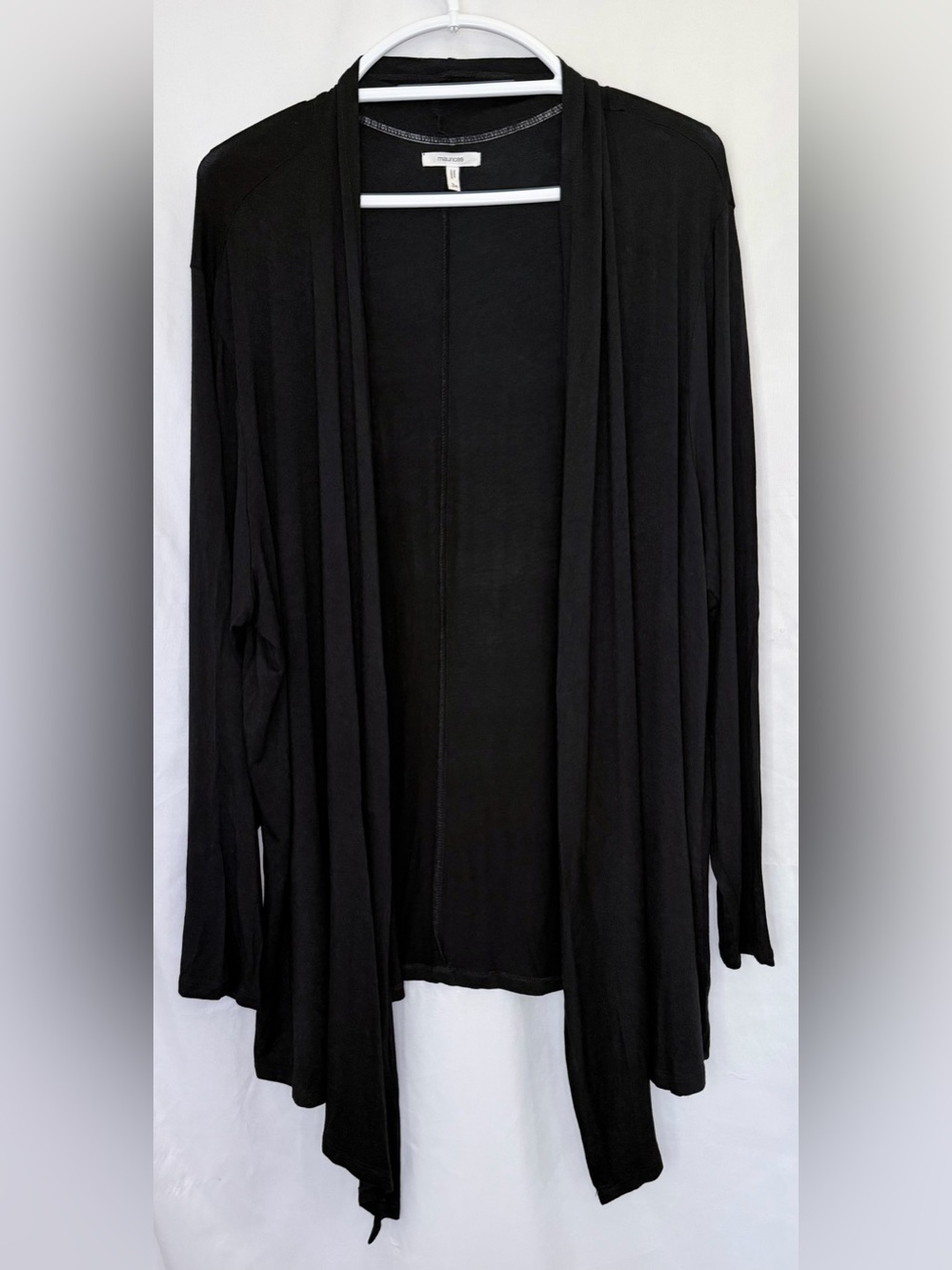 Maurices Black Draped Open-Front Cardigan